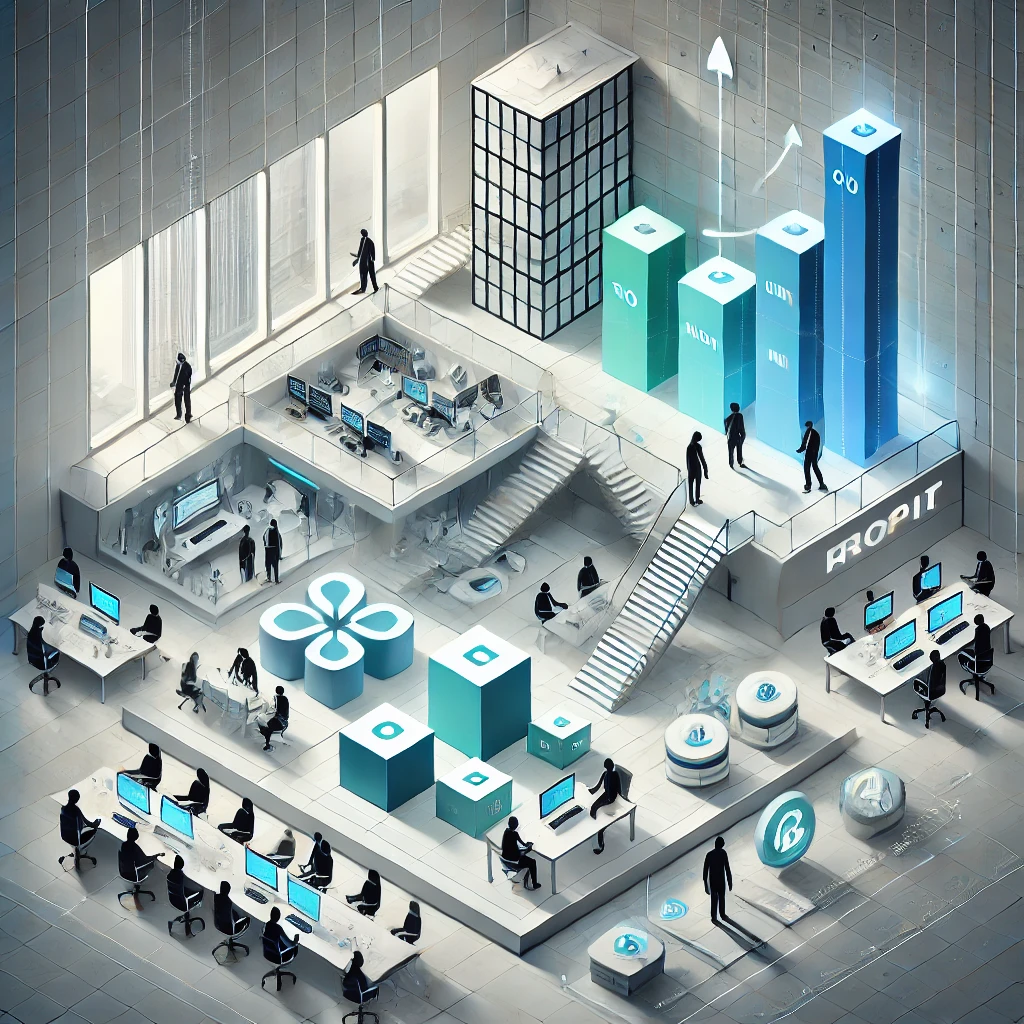Illustration représentant l'optimisation des coûts de développement avec des graphiques et indicateurs de performance